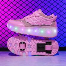 Nuevos patines con ruedas con luces LED a la moda para deportes al aire libre, para adolescentes y estudiantes - Rosa - Ver 2