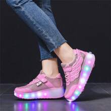 Nuevos patines con ruedas con luces LED a la moda para deportes al aire libre, para adolescentes y estudiantes - Rosa - Ver 4