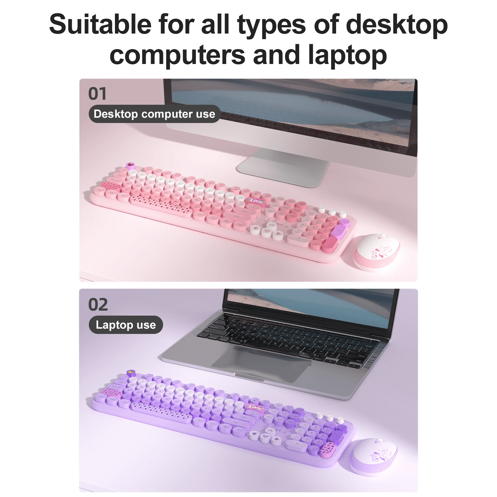 MOFII MOFII Lovely Wireless Keyboard And Mouse Combo Computer Full Size