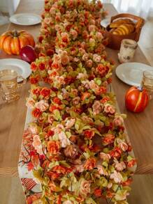 45 piezas Guirnalda de flores artificiales, 245cm/8ft temporada otoñal, 1 pieza de tela de seda para decoración del hogar, mesa, boda, escalera - Multicolor - Ver 6