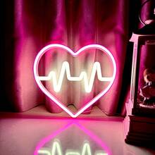1 Stück Neon Herz-förmiges Dekorationslicht, Neon-Schild Größe 9.64x8.56in/24.5x21.5cm, batterie- oder USB-betriebenes LED-Dekorationslicht für Wand, Zimmer, Zuhause, Feiertage, Heiratsantrag, Geburtstag, Valentinstag, Muttertag, Abschluss, Weihnachten