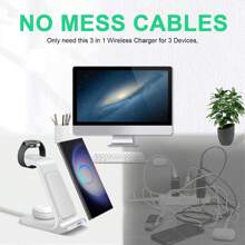 适用于三星的三合一感应充电站，无线充电器兼容三星 Galaxy Watch 7/6 Classic/6/5 Pro/5/4/3、S25 S24 S23 S23+ S22+ S21 S20 Ultra FE/Note/Z Flip Fold 6 5 4 3、Galaxy Buds 快速无线充电站 Nan