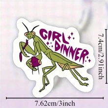 1PC, Humorous And Funny 3 Inch Removable Outdoor Waterproof Vinyl Creative Gift Sticker GIRL DINNER Girl Dinner Sticke - Multicolor - View 2