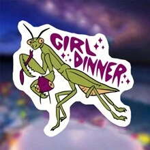 1PC, Humorous And Funny 3 Inch Removable Outdoor Waterproof Vinyl Creative Gift Sticker GIRL DINNER Girl Dinner Sticke - Multicolor - View 11