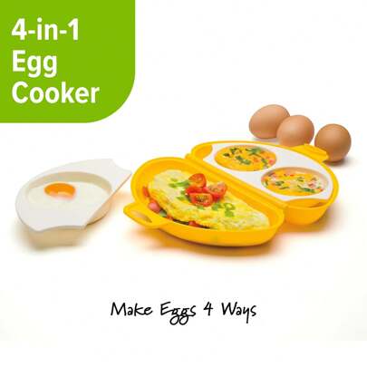 4-In-1 Microwave Egg Cooker For Omelets, Poached Eggs, And Egg Bites