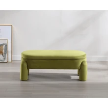 WAHSON OFFICE CHAIRS 1PC Wahson Foldable Storage Bench Bouclelette Bench, Bed Bench For Living Room And Bedroom, Entryway Bench With Design And Modern End Bench, White - 綠色 - 查看 7