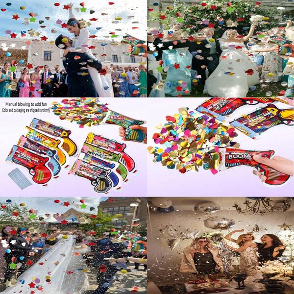 1 Set 3pcs/5pcs/8pcs/15pcs Hand-Held Confetti Popper, Party Favors Colorful Paper Confetti Blower For Anniversary, Wedding, New Year, Graduation, Birthday, Halloween, Christmas Celebrations