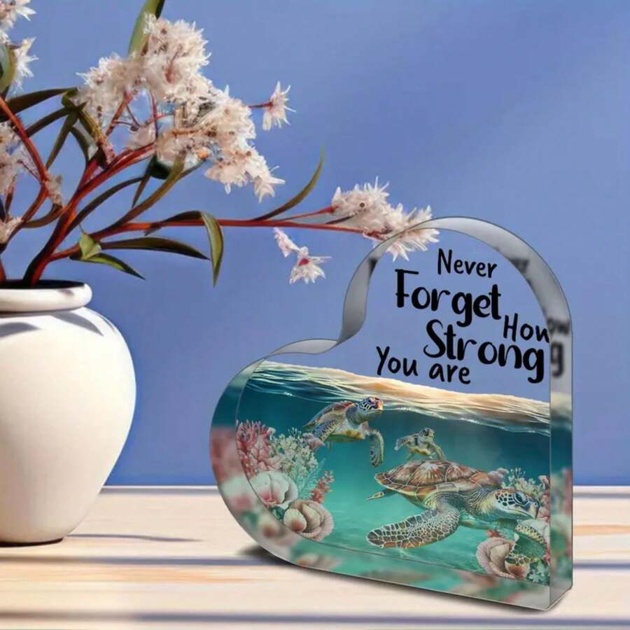 1pc Acrylic Marine Life Desk Decor, Blue Ocean Sea Turtle, Birthday