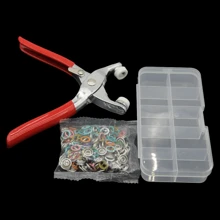 52Pcs-202pcs 五爪按扣钳套件，缝纫工具，按扣安装工具，金属按扣，彩色空心按扣，带钳子和储物盒，适用于儿童服装、皮革、布料、帽子 - 紅色 - 查看 2