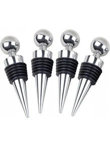 葡萄酒塞 - 镀银硅胶可重复使用葡萄酒保鲜器，防漏保鲜葡萄酒软木塞，适用于礼物、酒吧、节日、派对、婚礼、露营，适合标准瓶子