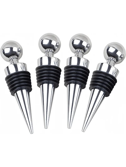 葡萄酒塞 - 镀银硅胶可重复使用葡萄酒保鲜器，防漏保鲜葡萄酒软木塞，适用于礼物、酒吧、节日、派对、婚礼、露营，适合标准瓶子