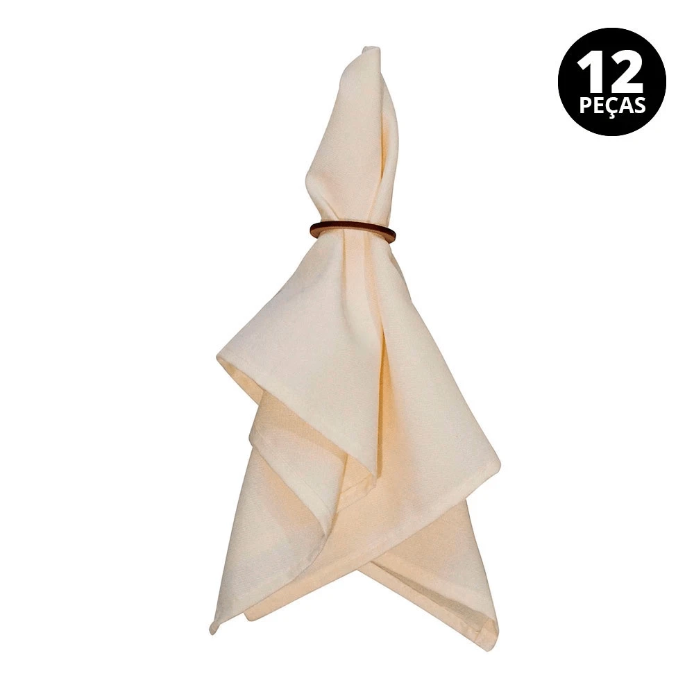 12 Piece Napkin Kit Plain Oxford Straw Fabric With Hem For Table Setting - Rơm - Xem 1