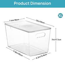 Vtopmart 8 Pack Clear Stackable Storage Bins With Lids,13 Inch*7.4 Inch*7 Inch XL Large Plastic Containers With Handle For Pantry Organizer And Storage,Perfect For Kitchen,Fridge,Cabinet, Closet,Bathroom Organization - 無色 - 查看 3