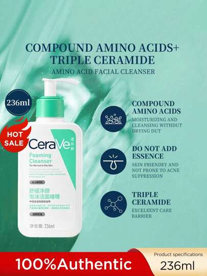 CeraVe Hydrating Facial Cleanser Foaming Gel, Gentle Face Wash With Hyaluronic Acid And Ceramides For Normal To Dry Skin, 16 Ounce