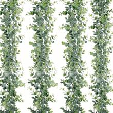 1 pièce/2 pièces/3 pièces, 70,86 pouces/5,9 pieds Décoration de maison Vignes de table artificielles, Couronne de fleurs d'eucalyptus vert avec feuilles d'eucalyptus dollar d'argent et couronne de fleurs de souffle de bébé. Fleurs et vignes artificielles en plastique. Saint-Valentin, Cadeau