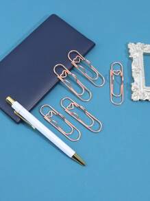 5pcs Rose Gold Metal Pen Clips, Multifunctional Pen Clips, Note Book Sticks, Paper Clips Stationery Tools Back To School,Back To School,School Supplies