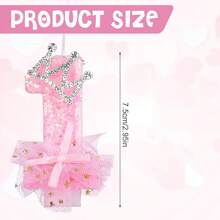 3D Creative Pink Crown Dress Birthday Digital Candle Cute Birthday Party Cake Decoration