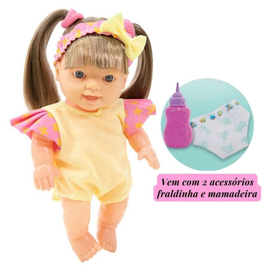 Little Miketinha Baby Doll With Tiara, Diaper And Bottle Moda de