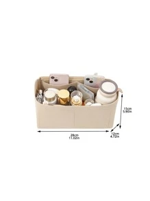 1PC Multi Grid Felt Portable Storage Bag, Cosmetics Storage Bag, Exquisite Inner Liner Bag, Fashionable Multi Grid Storage Bag, Neat Lines, Neat Packaging, Suitable For Backpack Organization And Carrying, For Lipstick, Brush, Skincare, Mobile Phone, Coin, Small Items, For Home, Gift, Vacation And Festival Halloween Christmas Multifunctional Use,Boho Vibes