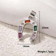 Delicado collar con colgante en forma de herradura de circonita, accesorios de joyería DIY para mujeres, colgante de cobre chapado en oro con circonita colorida, pulsera de , regalo para novia, amiga