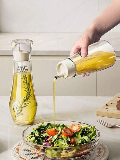 1pc 150ml/230ml Glass Oil Dispenser Bottle With Drip Stopper, Vinegar Dropper, Leak-Proof Oil Dispenser, Easy Clean, Tabletop Condiment Jar, Glass Bottle