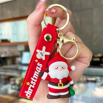 1pc New Cute Christmas Snowman Key Chain Cartoon Key Ring Car Pendant Backpack Decor Gift,Christmas