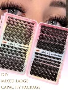 640 piezas de grupos de pestañas individuales, gran capacidad 30D+40D+50D+60D, rizo D, 10-16mm, pestañas en grupos - D - Ver 2