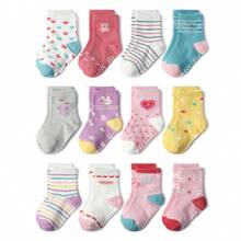 12 Pairs Non-Slip Baby Rabbit Design Crew Socks, Suitable For 0-7 Years Old, All Seasons - Multicolor - View 10