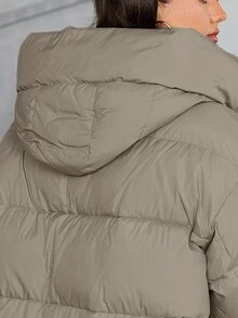 GASMAN Plus Size Padded Coat With Pockets, Zipper Front, Drawstring Hood