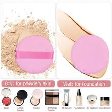 9个化妆海绵，2.16英寸圆形粉扑，适用于身体散粉，化妆工具，黑色、裸色、粉色 - 彩色 - 查看 6