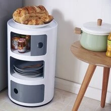LIVINGANDHOME Living And Home Cylindrical Multi-Tiered Plastic Storage Drawer Unit - 彩色 - 查看 2
