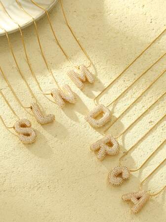 MESTILO 1 pieza Nuevo collar con colgante de 26 letras, collar inicial unisex de acero inoxidable chapado en oro de 18K