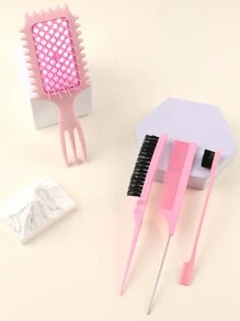 4pcs/Set Define Curl Styling Brush Set, Home Hollow Curled Comb, Massage Comb, Wheat Straw Material Define Styling Comb, Triple Pointed Tail Design, Effortless Styling For Waves & Bouncy CurlsNylon Air Cushion Comb For Women,Rat Tail Comb Double Side Brush Eyebrow Brush Professional Hairdressing Accessories, With ABS Plastic Handle,Ideal Hair Care Tool For Enhanced Styling, For All Hair Types - Multicolor - View 1