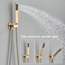 Shower Faucet Set Shower System Featuring An 8-Inch/10-Inch/12-Inch Rain Showerhead And Handheld Showerhead. Complete Shower Combination Set With Concealed Valve And Decorative Trim Kit. - Brushed Gold - View 5