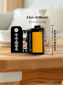 1pc Custom Film Roll Keychain With Scannable Music Code, Personalized Photo And Music Keychain, 4.5x2.5cm Reel Keychain, Unique Anniversary Gift - Yellow with Music Code - View 7