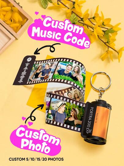 1pc Custom Film Roll Keychain With Scannable Music Code - Personalized Photo And Music Keychain - Creative Couple Gifts - 4.5*2.5cm Size Reel Keychain - Upload Multiple Photos - Perfect Gifts For Him, Her, Valentine's Day, Birthdays, Anniversaries, Graduation, Weddings, Mother's Day, Father's Day, Christmas - Valentine's Day Gift For Boyfriend, Girlfriend, Husband, Wife, Family, Friends Fashionable,Vintage,Colorful,Cute,Adorable,Contracted,Y2K,Fall Fashion,Unisex,2000s Fashion Custom,Personalized,Unique,Customized Ideal Gifts For Him Her,Pets,Grandparents,For Graduation,For Weddings,For Winter,For Fall/Autumn,For Holiday Treasure Finds,Winter Fashion,Christmas Gift, Christmas Decorations,Personalized Christmas Ornaments,Personalized Gifts For Women/Men,Personalized/Customized Keychain,Christmas Accessories,Customized Keychains & Accessories,End Of Summer,Birthday Gift