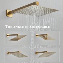 Shower Faucet Set Shower System Featuring An 8-Inch/10-Inch/12-Inch Rain Showerhead And Handheld Showerhead. Complete Shower Combination Set With Concealed Valve And Decorative Trim Kit. - Brushed Gold - View 4