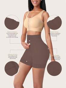 Faja Butt Lifting Shapewear Body Shaper For Women Tummy Control Panties With Hook Zipper Closure - 咖啡棕 - 查看 3