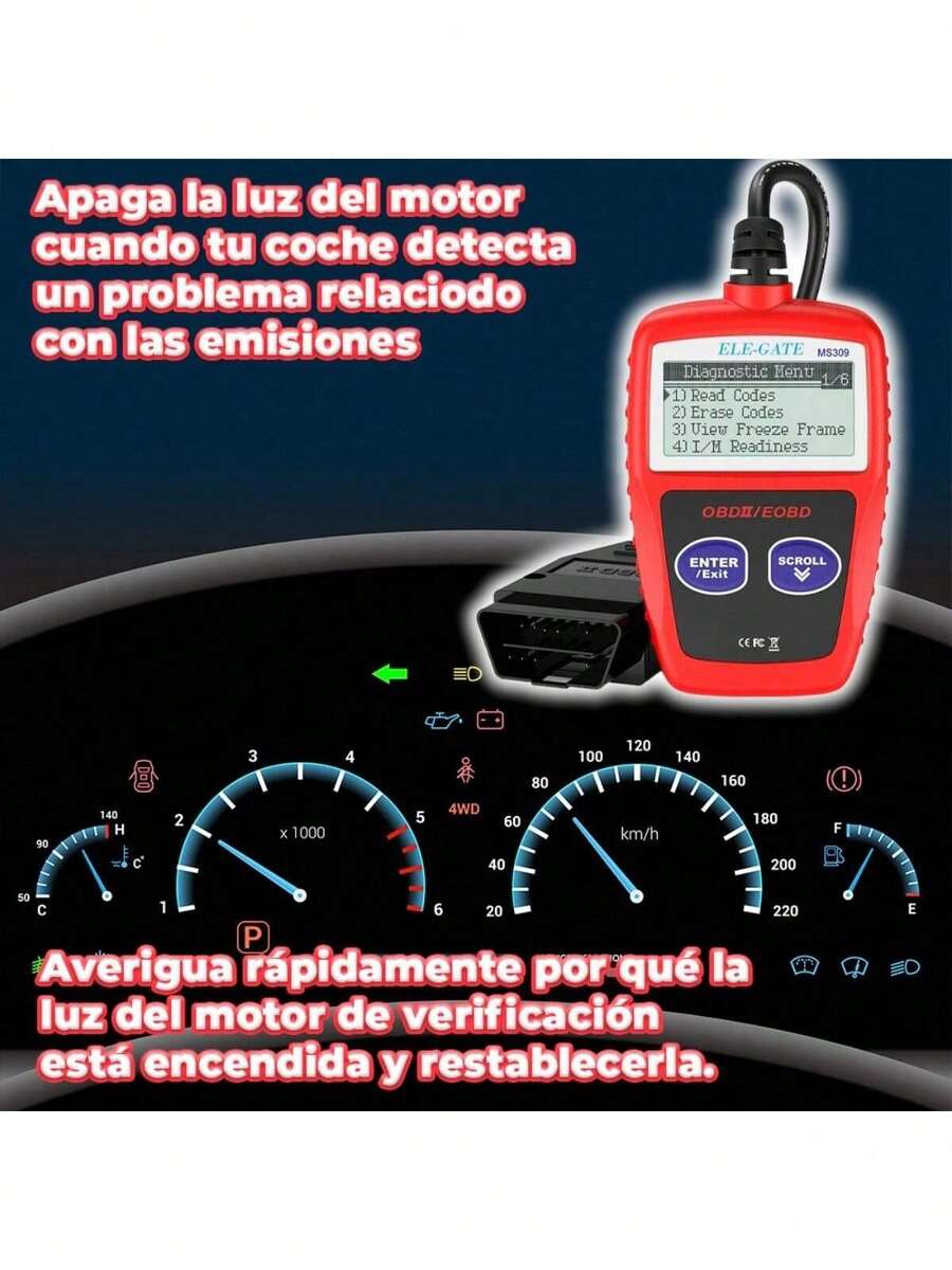 Scanner Obd2 Herramienta De Diagnóstico Automotriz - Rojo - Ver 1