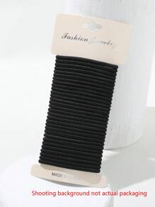 30个装女士纯色休闲发圈，发饰，马尾辫，发绳，发圈，马尾发圈，发圈头饰 - 黑色 - 查看 1