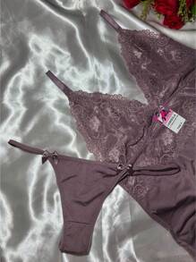 Camisole Without Padding With Lace Adjustable Straps Beautiful Comfortable Sexy For Special Nights Night Line Collection Free Panties - 紫丁香色 - 查看 4