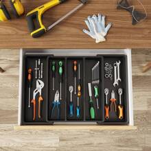 1 件银器收纳盒 - 可扩展厨房抽屉和餐具收纳盒，带抽屉隔板的餐具托盘，适用于厨房餐具