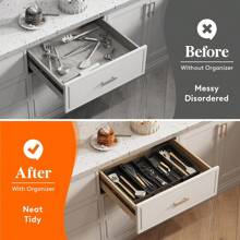 1 件银器收纳盒 - 可扩展厨房抽屉和餐具收纳盒，带抽屉隔板的餐具托盘，适用于厨房餐具
