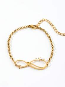 1 pièce Bracelet personnalisé avec boucle infinie, bracelet de couple avec double nom, bijou personnalisé minimaliste de l'amour éternel, cadeau pour elle, cadeau de la Saint-Valentin, cadeau de la fête des mères, cadeau de Noël, cadeau d'anniversaire, cadeau de demoiselle d'honneur