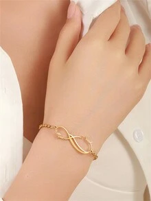 1 pièce Bracelet personnalisé avec boucle infinie, bracelet de couple avec double nom, bijou personnalisé minimaliste de l'amour éternel, cadeau pour elle, cadeau de la Saint-Valentin, cadeau de la fête des mères, cadeau de Noël, cadeau d'anniversaire, cadeau de demoiselle d'honneur