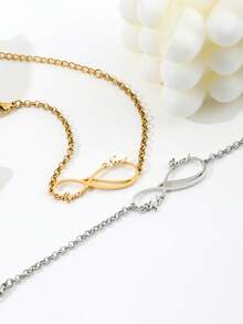 1 pièce Bracelet personnalisé avec boucle infinie, bracelet de couple avec double nom, bijou personnalisé minimaliste de l'amour éternel, cadeau pour elle, cadeau de la Saint-Valentin, cadeau de la fête des mères, cadeau de Noël, cadeau d'anniversaire, cadeau de demoiselle d'honneur