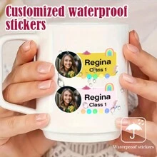 Spersonalizowane naklejki Rainbow Cloud ze zdjęciem portretowym i imieniem, wodoodporna etykieta dla ucznia, naklejki na prezenty e-mailowe, dekoracje dla rodziny na baby shower, prezenty na wigilię zimową, pomysły na prezenty zimowe na powrót do szkoły, prezenty dla chłopców i dziewcząt, walentynki