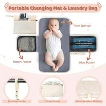 Baby Changing Bag Backpack With Portable Changing Mat Waterproof Nappy Bag Multifunction Baby Diaper Bags Large Rucksack Bag For Mom & Dad - Apricot - View 4