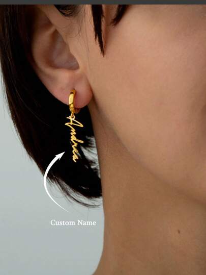 1 Pair Personalized Exquisite Name Earrings For Women, Customized Name Jewelry, Silvery Earrings, Personalized Earrings, Birthday Gifts, Christmas Anniversary Gifts, Comic Girlfriends, Family