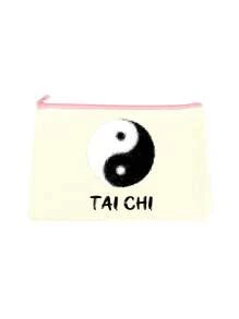 Bộ 1 túi vải canvas Tai Chi Series, bao gồm túi đựng đồ vệ sinh cá nhân, có thể tùy chỉnh bằng văn bản/cụm từ, đơn giản nhưng thời trang, in hai mặt - Nhiều màu - Xem 21
